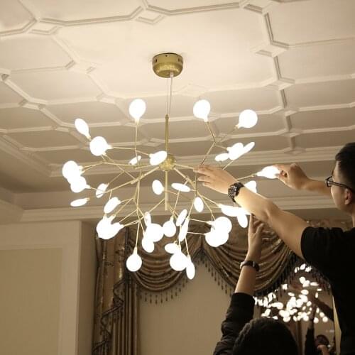 Art deco Firefly Chandelier for Kitchen island shopping mall staircase tree branch chandelier lustre led sputnik hanging lamp