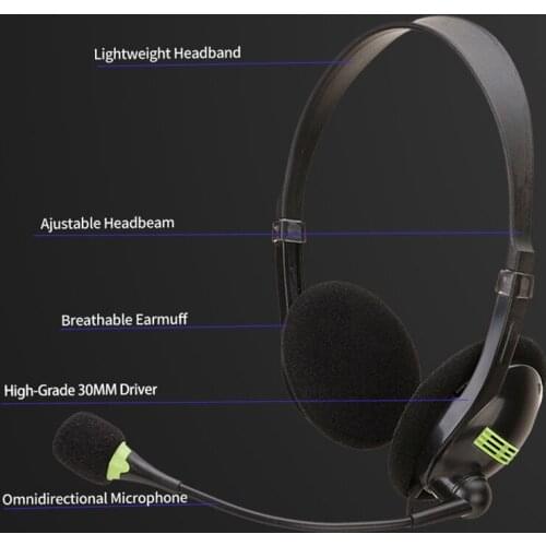 USB Headphones with Microphone Head Mounted Gaming Office Home Headset Can Mute GK99