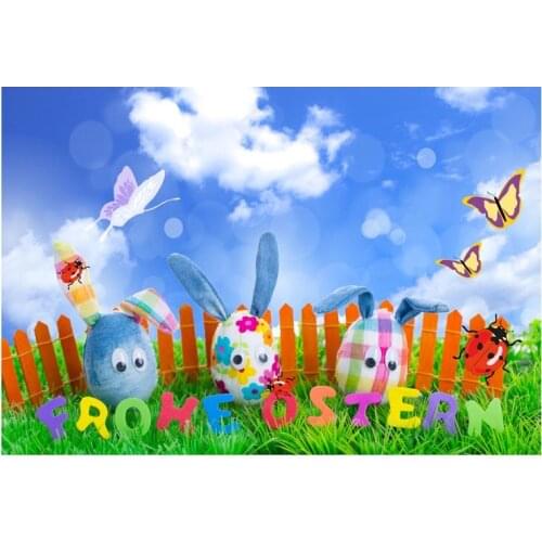 Outdoor Easter egg and bunny photo backdrop vinyl newborn photography backgrounds for photo Studio accessories fotografia GE-184