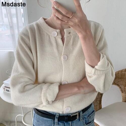 Knit Sweater Cardigan Top Autumn Winter Womens Knitwear Female Casual Stylish Knitted Button Cardigans Korean Lady Sweaters