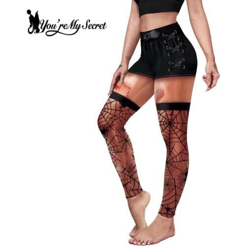 [You're My Secret]Sexy Spider Web Funny Pattern 3D Print Women High Waist Fashion Plus Size Fitness Elastic Halloween Leggings