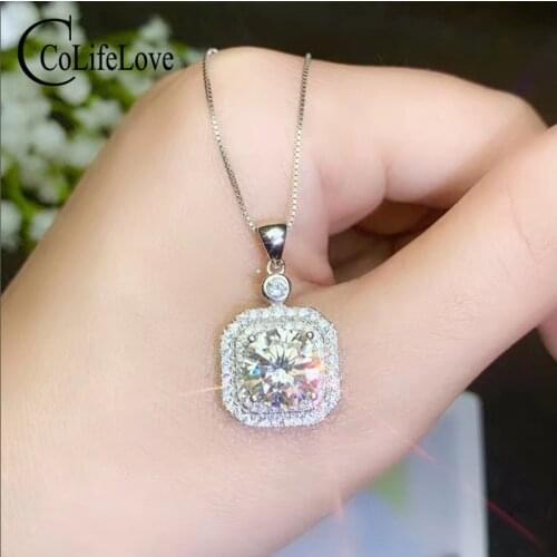 CoLife Jewelry Moissanite Pendant for Wedding 1ct 2ct 3ct Real F Color Moissanite Necklace Pendant 925 Silver Moissanite Jewelry
