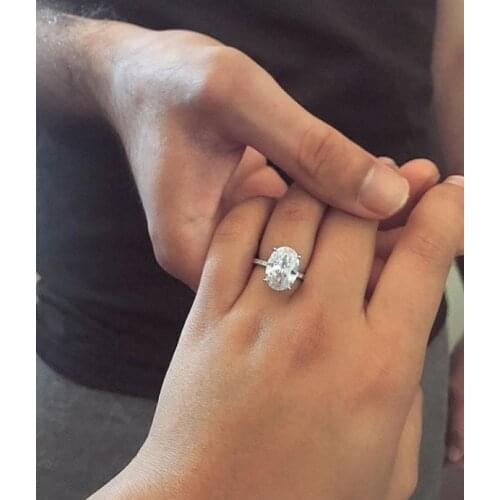 Hot Sale 925 Sterling Silver Wedding Rings Finger Luxury oval cut 3ct CZ Ring For Women Engagement Jewelry Anel size 5-10