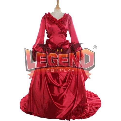 Bram Stokers Dracula Mina Harkers Red Bustle Fancy Dress Adult Women Halloween red medieval dracula dress