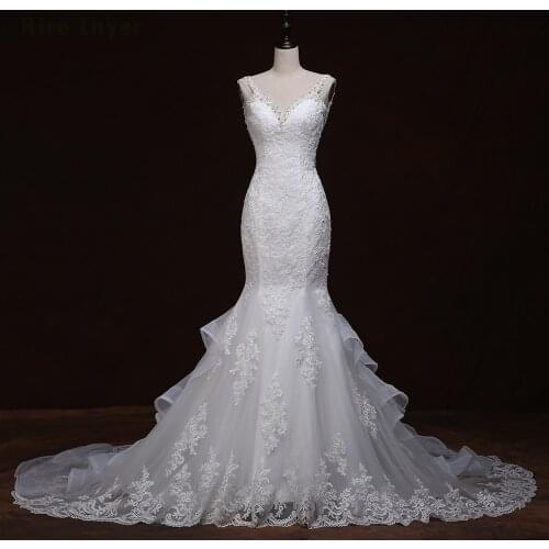 Hire Lnyer New Arrive Vestido De Noiva Sereia Beading Neck Sexy Backless Ruffles Skirt Honorable Bridal Mermaid Wedding Dress