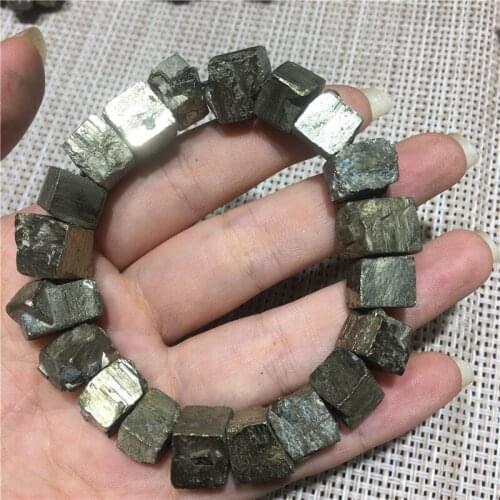 1PCS Natural Rare cube stones and minerals stones Chalcopyrite bracelet for healing gifts