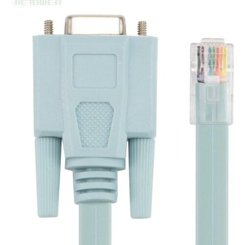 100pcs/lot Blue 1.8m Db 9pin Rs232 Serial To Rj45 Cat5 Ethernet Adapter Lan Console Cable 9-pin Rs232 Female To Rj45 Female