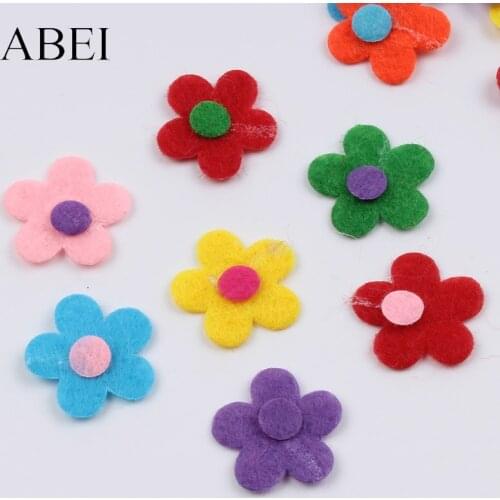 100pcs/lot 15mm Cartoon mini flower felt pads Stick On non woven patch Handmade Scrapbook Cards Crafts Accessories Supplier