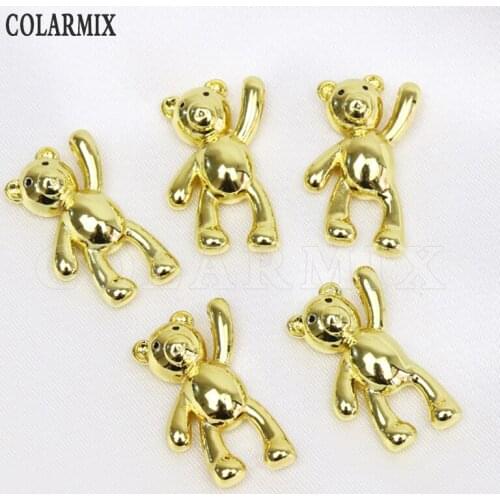 10 Pieces Tiny Cartoon Bear pendants for jewelry making charm Gold tiny Bear pendants for jewlery making 8504