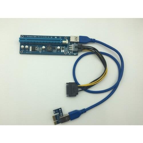 1X to 16X PCIE riser USB 3.0 Adapter Card - With USB Extension Cable - pci-e riser cable 16x 12pack