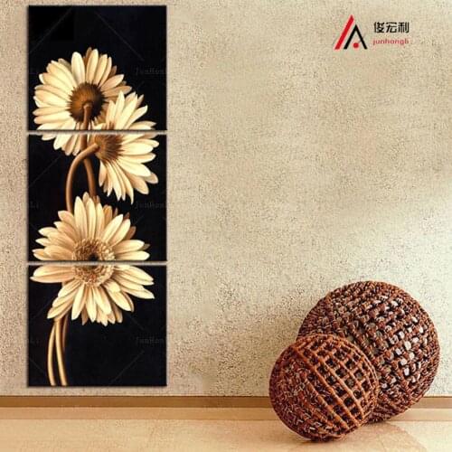 3 Panels Modern Modular Pictures Home Decoration Wall Art Canvas Prints Flowers Giclee Prints Paintings and Frames for Kitchen