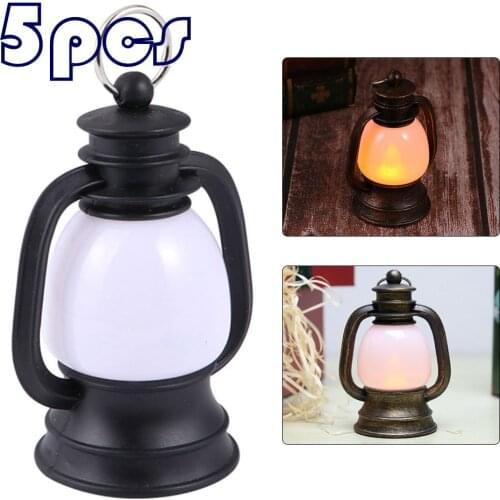 5 Pcs Retro Small Kerosene Lamp Bronze Portable Lantern Mini Portable Small Lantern Outdoor Camping Travel Emergency Tent Light
