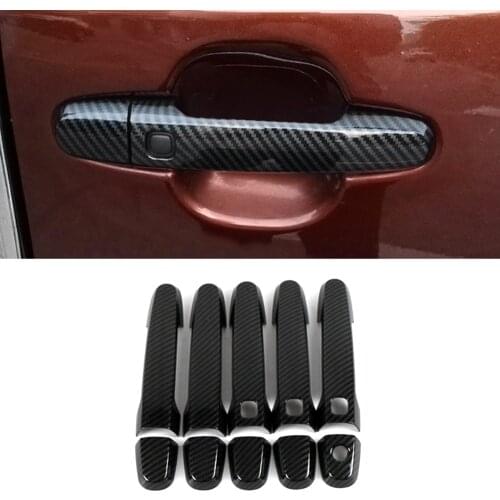 Car Accessories ABS Carbon Gate Door Handle Trim Frame Sticker Cover Exterior Decoration Moulding for Toyota RAV4 XA30 2005-2012
