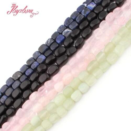 6x8-8x9mm Natural Agates Quartz Sodalite Jades Rectangle Loose Stone Beads For DIY Jewelry Making Necklace Spacer Strand 15"