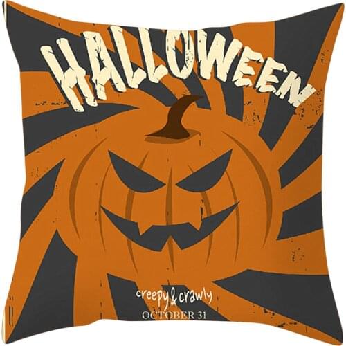 Trick or Treat Pumpkin Demon Pillow Cover Living Room Sofa Car Pillowcase Print Cotton Linen Cartoon Halloween Cushion Covers