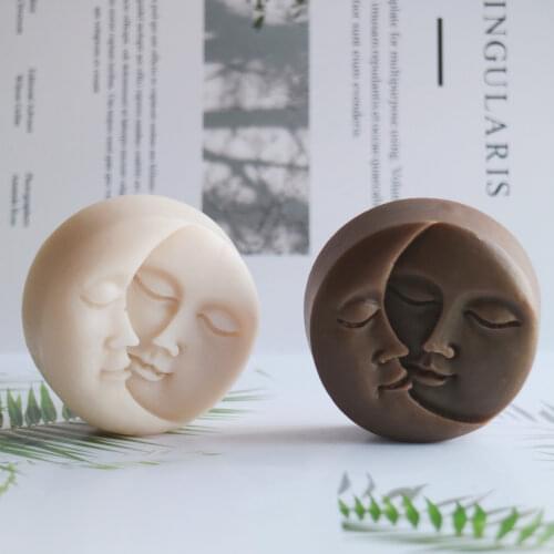 LOVE'N LV0118 soap candles making mould Sun and Moon face chocolate cake silicone mold for diy Art Handmade Craft