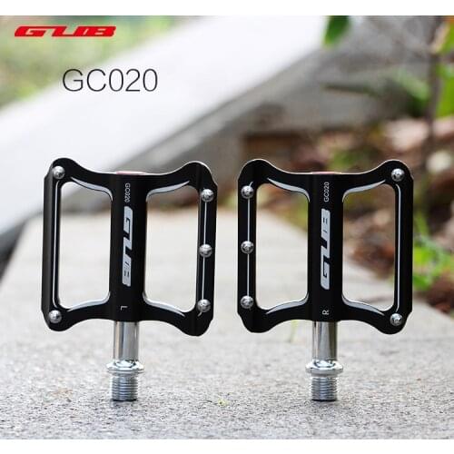 GUB GC020 Bicycle Pedal Aluminium Flat Platform Pedals Chrome Axle 9/16" MTB Road Bike BMX DU Bearing Pedals Cycling Parts 275g