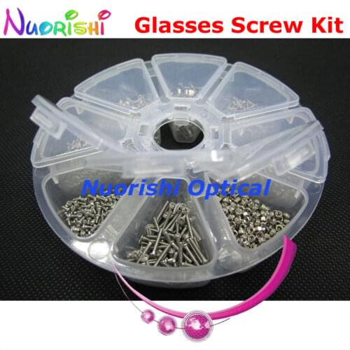 HBS08 8 Kinds Glasses Sunglass Repairing Screws Accessories Washers Nuts Box Case Set Kit Free Shipping