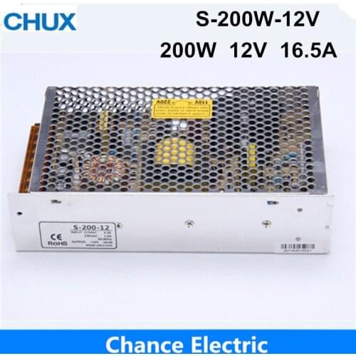 Switching Power Supply 200W 12v 16.5A,Single Output ac dc converter for Led Strip,AC110V/220V Transformer to DC 12V