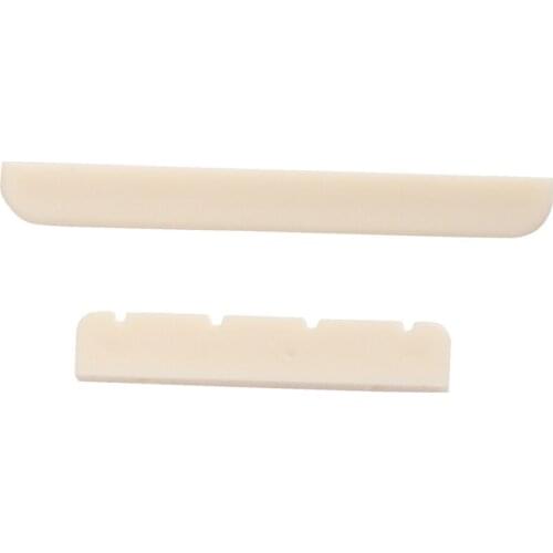 Exquisite DIY Plastic Beige Ukulele Uke Slotted Nut+Bridge Saddle DIY Luthier Tools