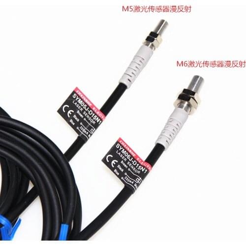 M5 M6 Laser Sensor Diffuse Reflection Photoelectric Switch Sn-100mm Adjustable 10-30VDC 200mA 100HZ