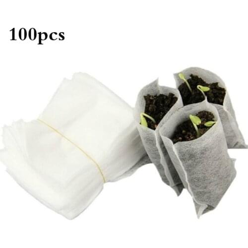 100pcs Grow Bags Non-Woven Seedling Bags Plant Planting Nutrition Bags Gardening Seedling Grow Kits Seedling Raising Bag