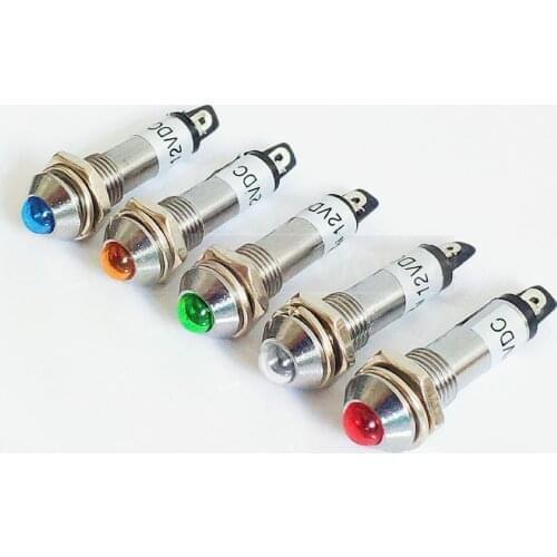 8mm metal Indicator lights waterproof Signal lamp no wire 12V 24V 220v power signal lamp LED indication mini indicator light