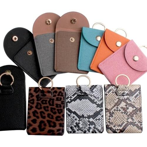 Fashion Snakeskin Grain PU Function Card Case Business Card Holder Men Women Credit Card Bag ID Card Key Wallet With Keychain