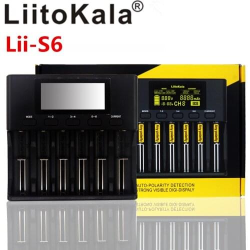 NEW 2019 Lii-S6 Liitokala Charger Self-Detection Battery Polarity For 18650 26650 18350 18340 li-ion Ni-MH batteries