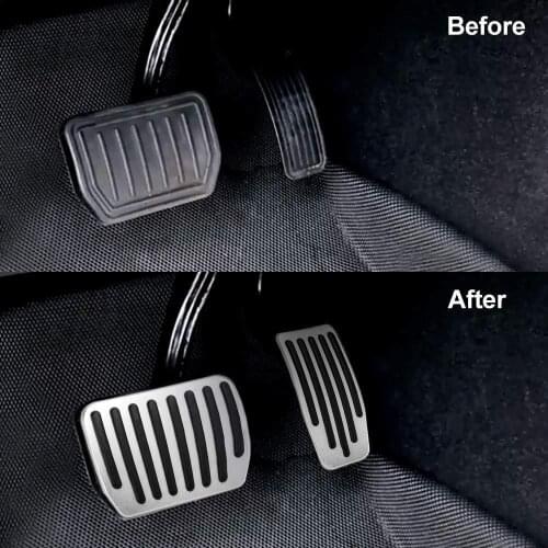 2pcs Foot Pedal For Tesla Model 3 Accelerator Gas Fuel Brake Pedal Pads Cover Aluminum Non-Slip