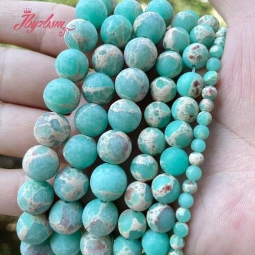 Round Lake Sea Sediment Frost Blue Loose Spacer Stone Beads 4/6/8/10mm For Jewelry Making DIY Necklace Bracelet Strand 15"