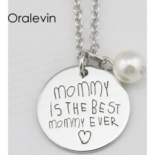 MOMMY IS THE BEST MOMMY EVER Inspirational Hand Stamped Engraved Charm Pendant Necklace Handmade Jewelry,10Pcs/Lot, #LN2371