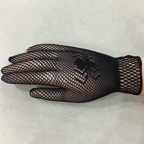 2016 Black white lady girl princess Sexy Disco dance costume party lace finger fishnet mesh short mittens gloves 133