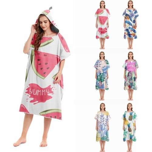 Microfiber Poncho Towel Surf Beach Wetsuit Changing Bath Robe with Hood,Watersports Activities,Adults Men Women