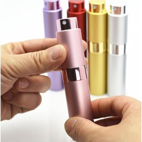 10ml Twist Mini Travel Portable Aluminum Refillable Spray Perfume Bottle Empty Containers With Atomizer LX3023