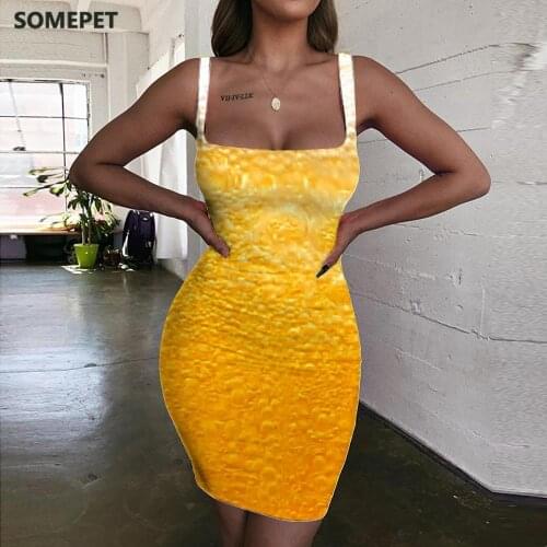 SOMEPET Beer Dresses Women Bubble 3d Print Novelty Halter Sleeveless Funny Vestido Sexy Womens Clothing Mini Evening New Beach