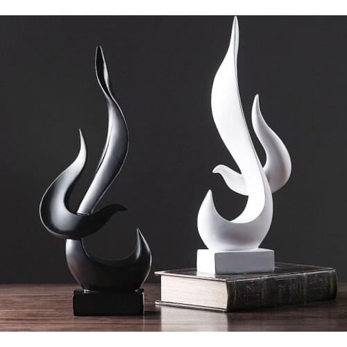 Modern Creative Resin Flame Sculpture Decoration Home Livingroom Desk Figurines Accessories Cafe Office Crafts Furnishing Decor