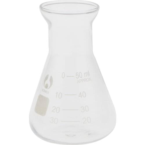 Glass Flask, Erlenmeyer Flask, Borosilicate Glass - 50ml, Clear