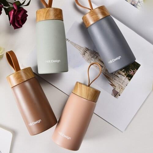 The Wood Grain Thermos Cup Can Be Filled with Hot Water Coffee Milk and Other Lovely Mini Vacuum Stainless Steel Big Belly Cups