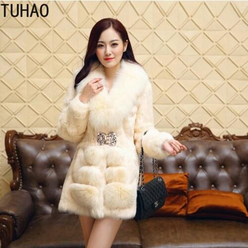 TUHAO Winter Coats Women Faux Fur Coat Women Elegant Office Lady Thick Warm Outerwear Fake Fur Jacket Chaquetas Mujer WM32
