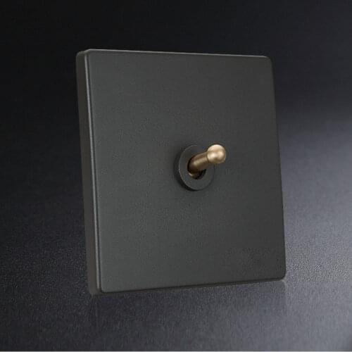 High Quality 86 Retro Gray Wall Lamp Brass Toggle Switch 1-4 Gang Single Dual Control 2 Way Light Switch
