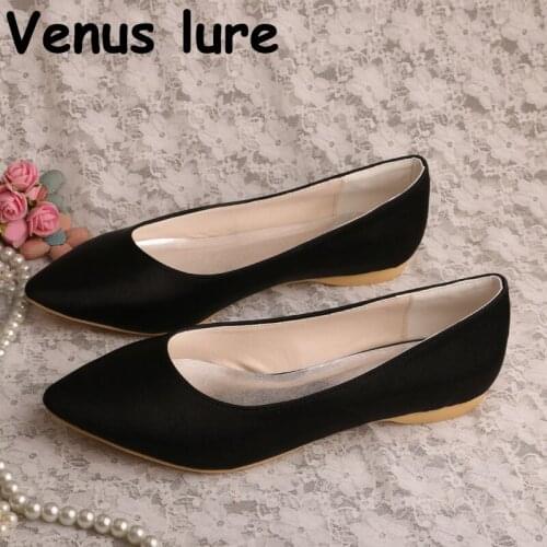 High Quality Flats Sexy Black Flat Heels Pointed Toe Wedding Shoe Black Formal Shoes