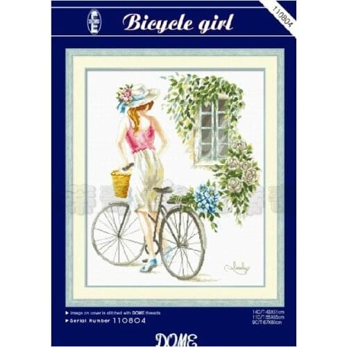 Top Quality beautiful lovely counted cross stitch kit dome bicycle girl bike window flower dome