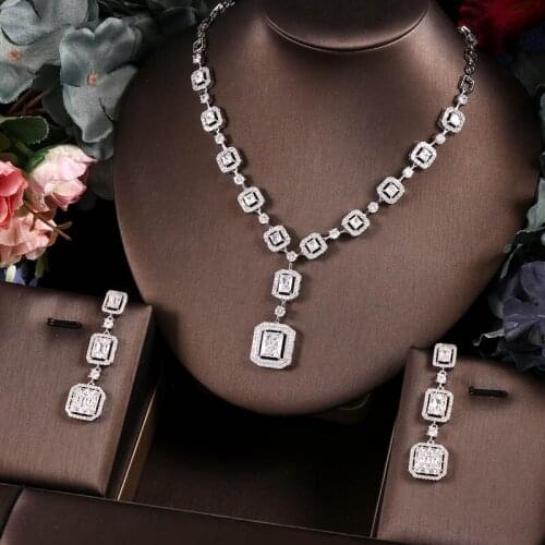 Janekelly2pcs Bridal Zirconia Full Jewelry Sets For Women Party, Luxury Dubai Nigeria CZ Crystal Wedding Jewelry Sets