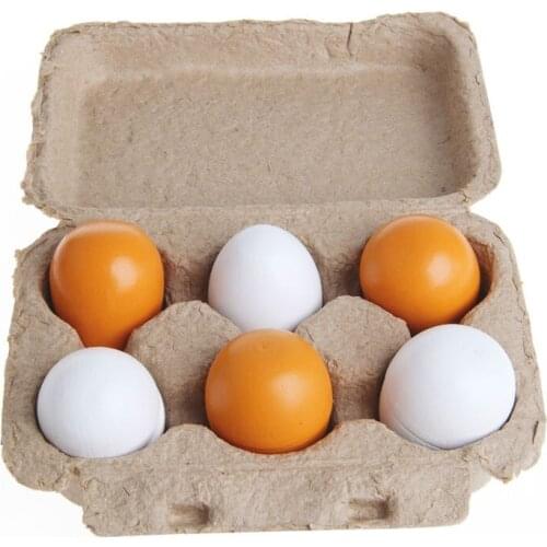 1Set/6pcs Wooden Eggs Yolk Pretend Play Kitchen Food Cooking Kid Child Toy Gift Set Gift New
