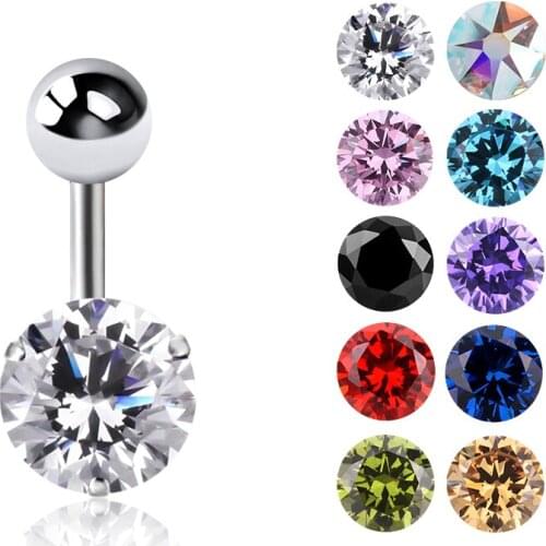 1PC Charm Stainless Steel Body Piercing Jewelry CZ Zircon Navel Piercing 14G Belly Button Ring for Women Earrings in Navel