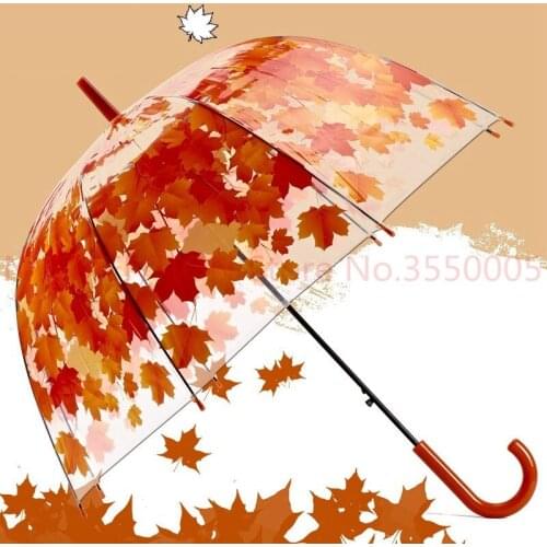 60pcs/lot Transparent Thicken PVC Mushroom Green Leaves Rain Clear Leaf Bubble Umbrella