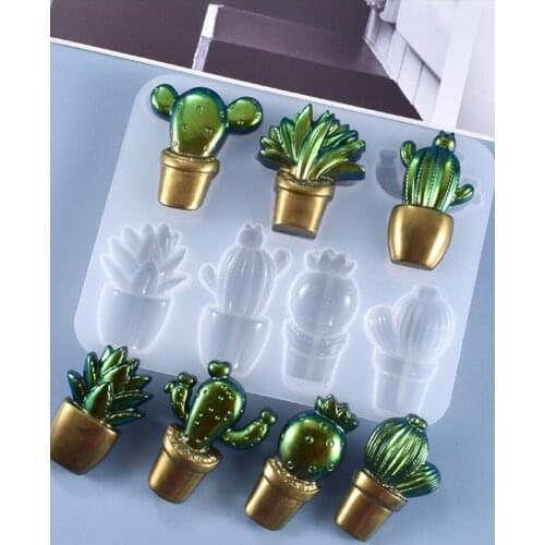 7-Cavity Cute Style Cactus Silica Gel Mold Cake Mold Chocolate Rectangular Silica Gel Baking Mold Cube Ice Soap Mold JU0181
