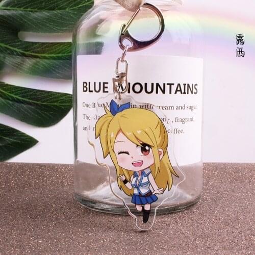 Anime Fairy Tail Keychain Fashion Acrylic Natsu Lucy Heartfilia Erza Scarlet Car Key Holder Chain Pendant Keyrings Jewelry