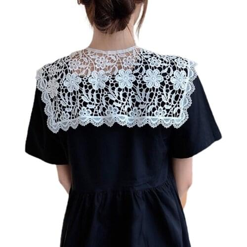 Hollow Out Floral Lace Fake Collar Shawl Hanfu Decorative Shoulder Wrap Necklace